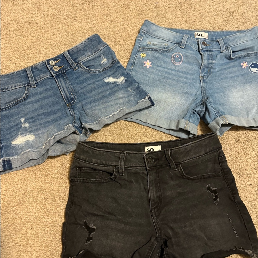 SO Girls Denim and Black Shorts Set